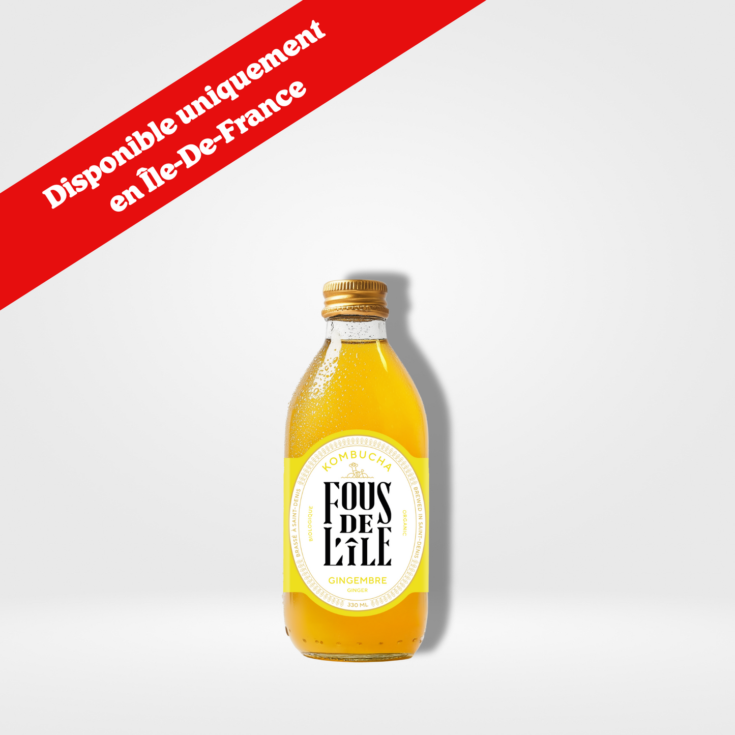 Fous de l'Île Kombucha Gingembre Bio verre - 12 x 330ml