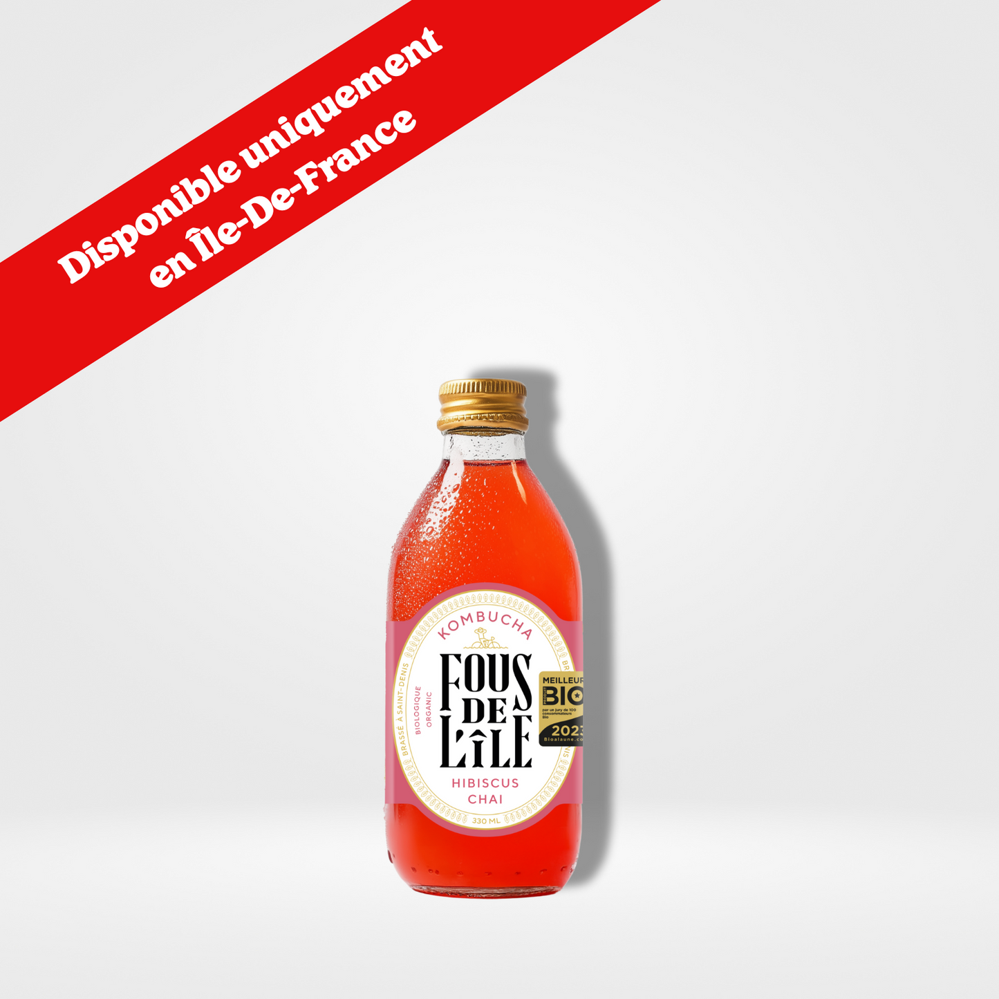 Fous de l'Île Kombucha Hibiscus Chai Bio verre - 12 x 330ml